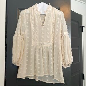 Blu Pepper Cream Textured Blouse